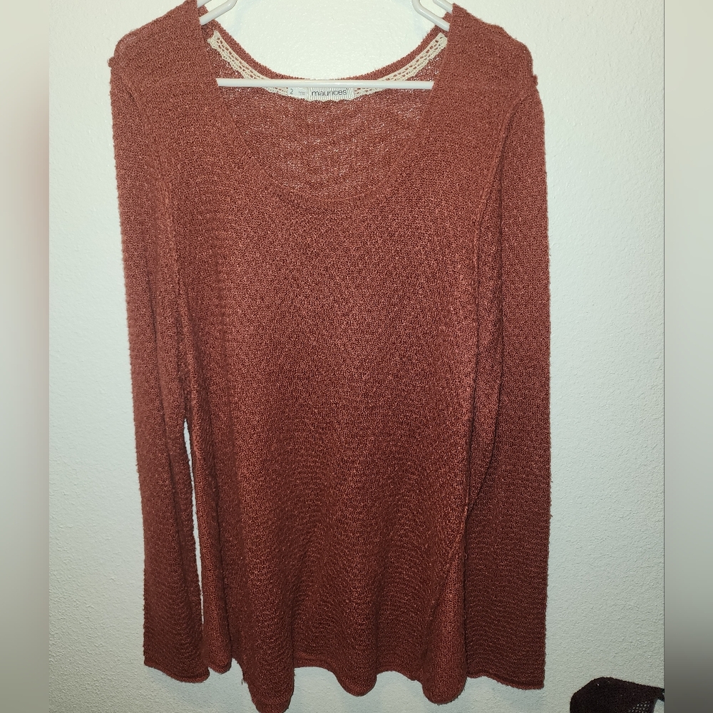 Maurices burnt orange knit long sleeve shirt, size 2